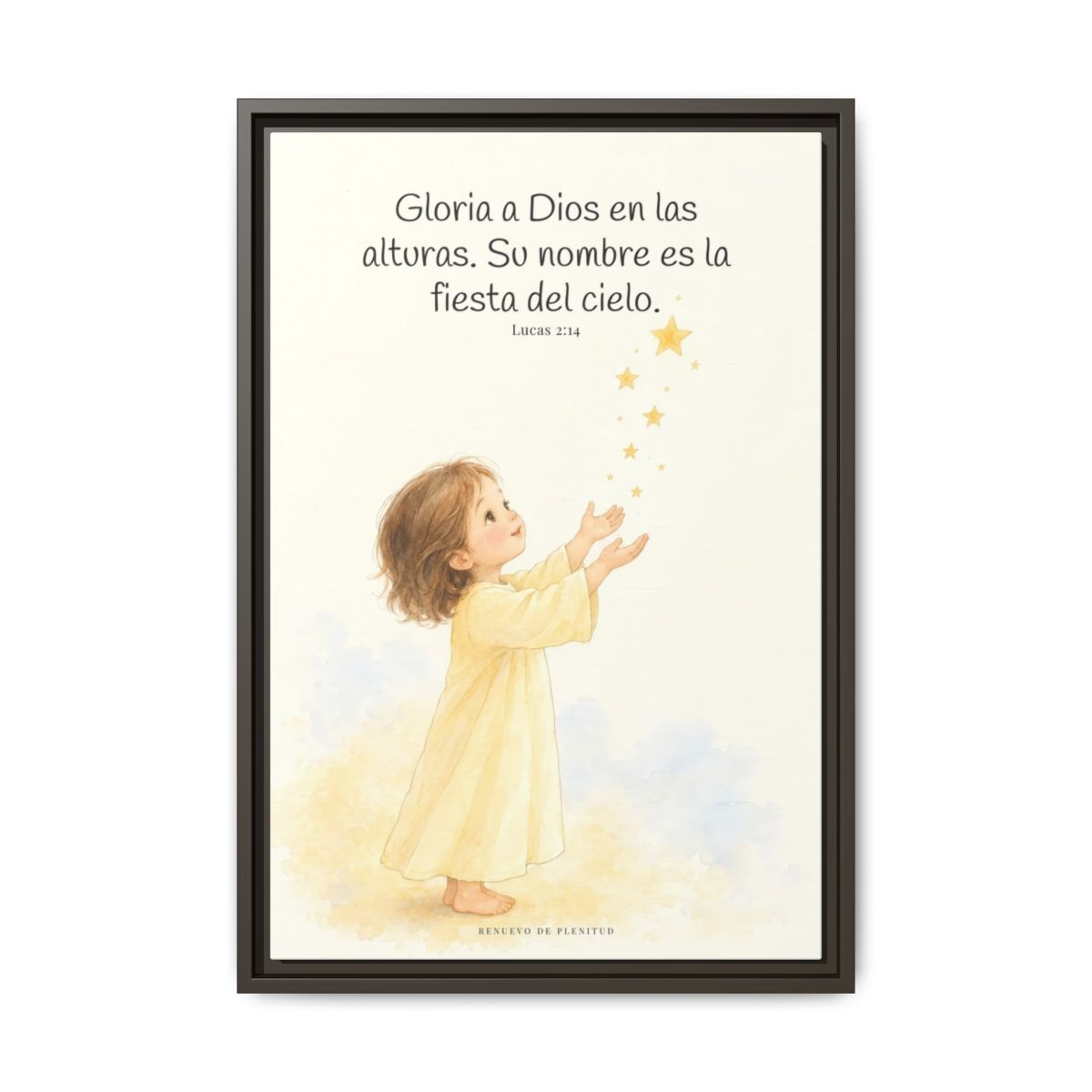El cielo entero da gloria a Dios | Decoración de fe para pared | Lucas 2:14 — 16×24 pulgadas, marco espresso, vista frontal
