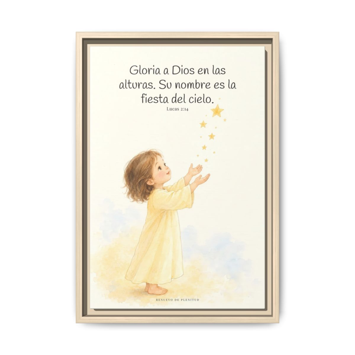 El cielo entero da gloria a Dios | Decoración de fe para pared | Lucas 2:14 — 12×18 pulgadas, marco natural, vista frontal