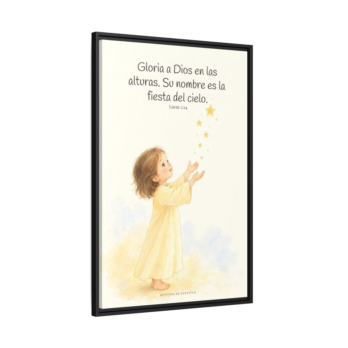 El cielo entero da gloria a Dios | Decoración de fe para pared | Lucas 2:14 — 24×36 pulgadas, marco negro, vista lateral del marco flotante