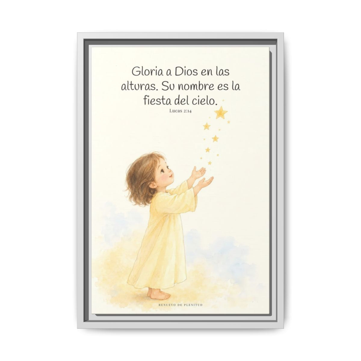 El cielo entero da gloria a Dios | Decoración de fe para pared | Lucas 2:14 — 12×18 pulgadas, marco blanco, vista frontal