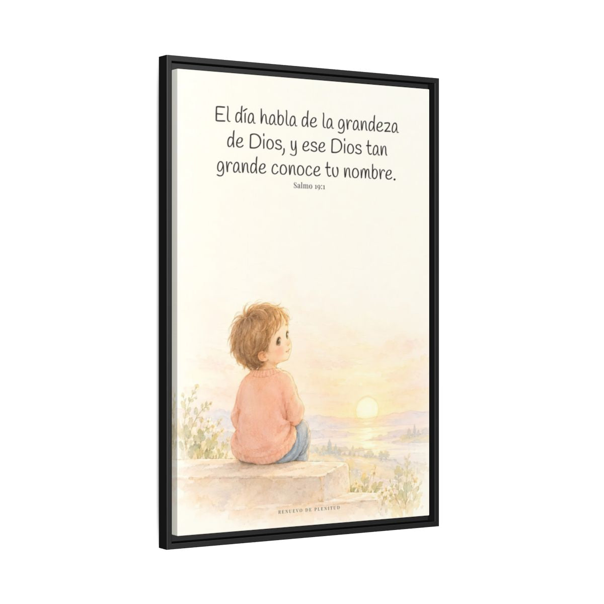 El día habla de la grandeza de Dios | Lienzo cristiano decorativo | Salmo 19:1 — 24×36 pulgadas, marco negro, vista lateral del marco flotante