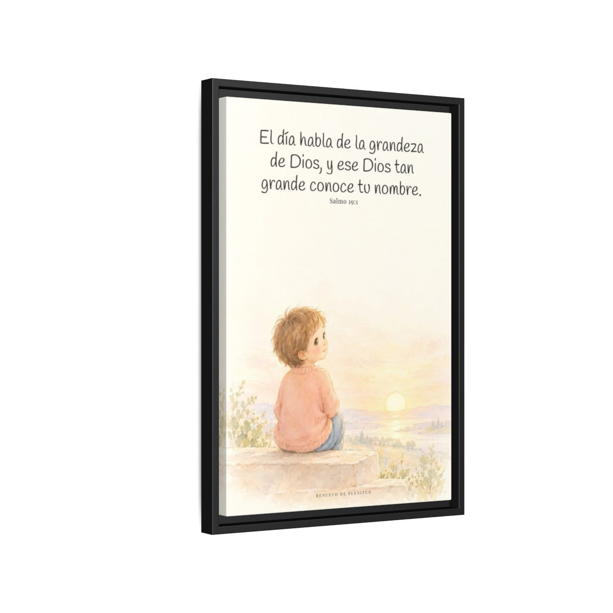 El día habla de la grandeza de Dios | Lienzo cristiano decorativo | Salmo 19:1 — 16×24 pulgadas, marco negro, vista lateral del marco flotante