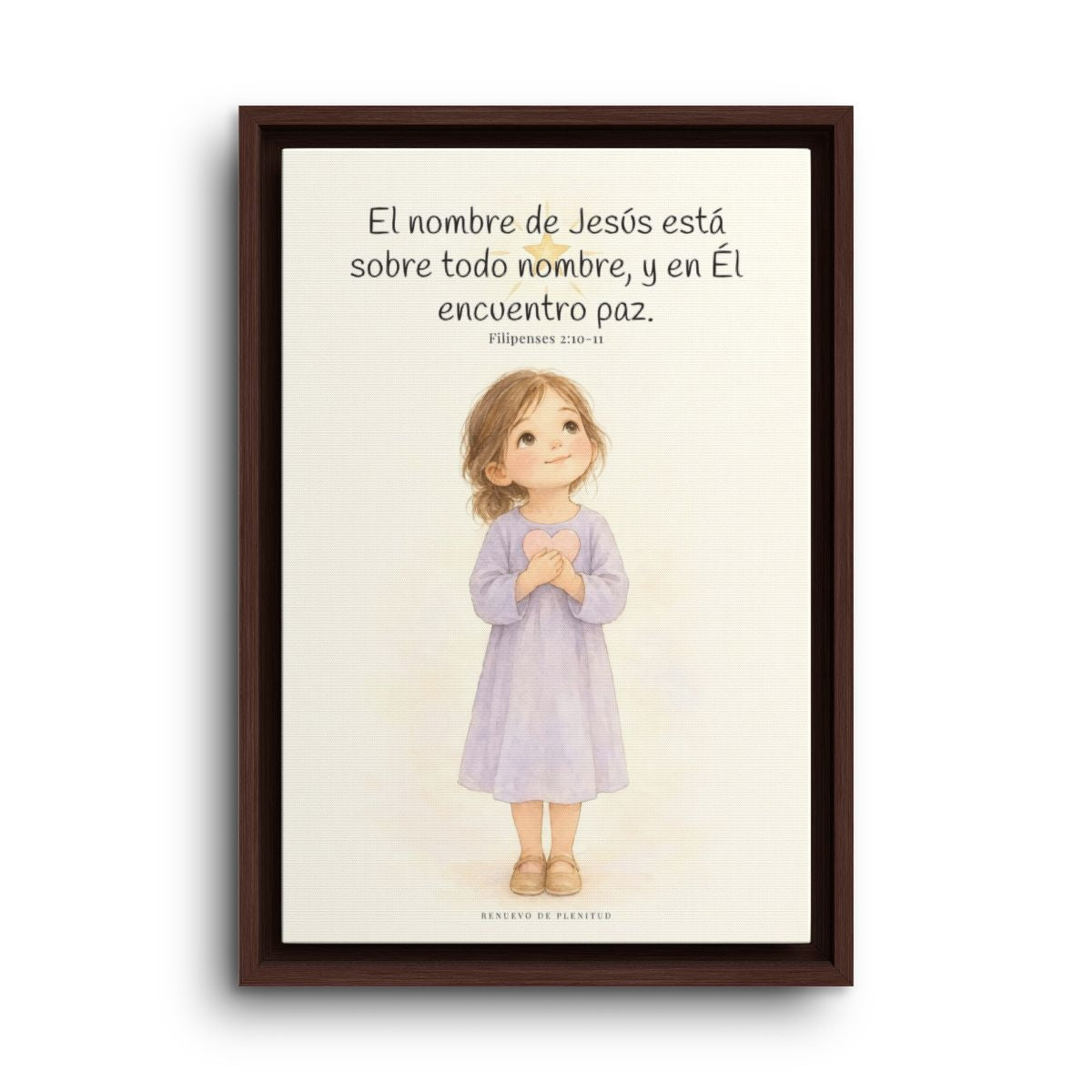 El nombre de Jesús está sobre todo nombre | Lienzo de fe para el hogar | Filipenses 2:10-11 — 12×18 pulgadas, marco espresso, vista frontal