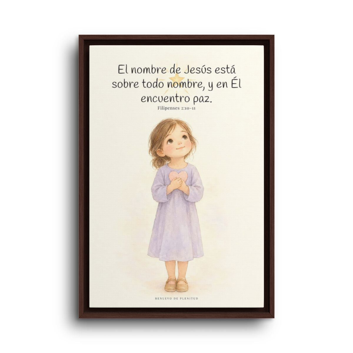 El nombre de Jesús está sobre todo nombre | Lienzo de fe para el hogar | Filipenses 2:10-11 — 16×24 pulgadas, marco espresso, vista frontal