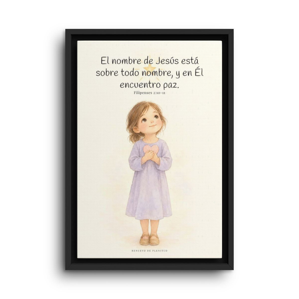 El nombre de Jesús está sobre todo nombre | Lienzo de fe para el hogar | Filipenses 2:10-11 — 12×18 pulgadas, marco negro, vista frontal
