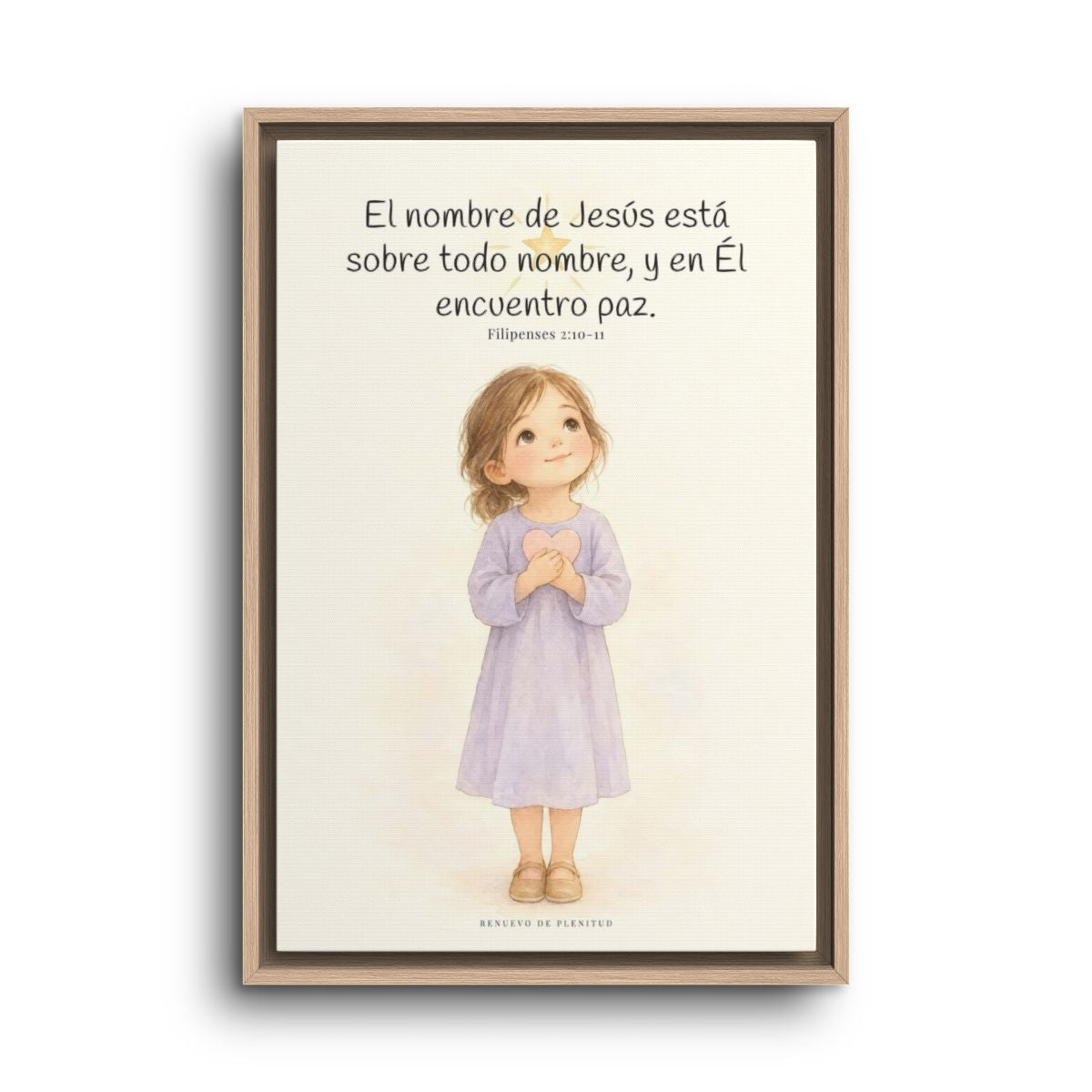 El nombre de Jesús está sobre todo nombre | Lienzo de fe para el hogar | Filipenses 2:10-11 — 16×24 pulgadas, marco natural, vista frontal