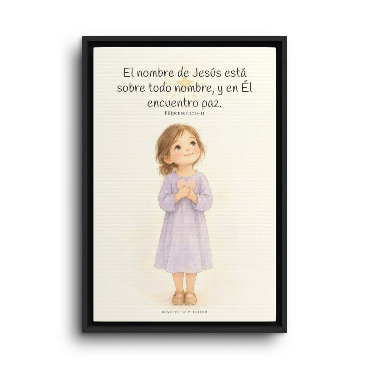El nombre de Jesús está sobre todo nombre | Lienzo de fe para el hogar | Filipenses 2:10-11 — 16×24 pulgadas, marco negro, vista frontal