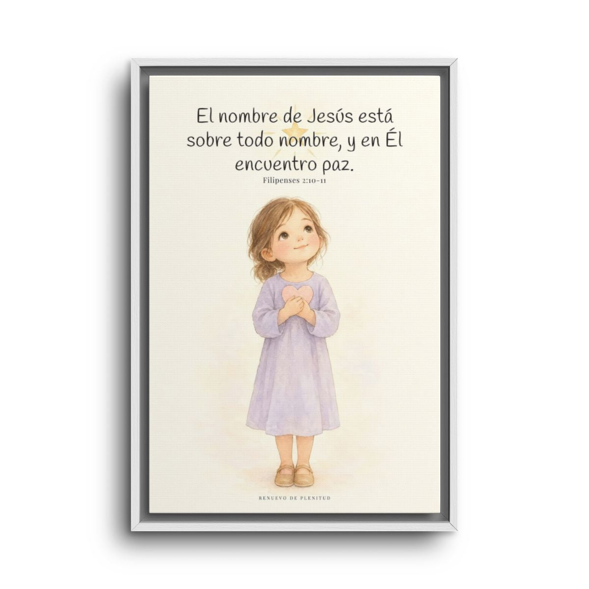 El nombre de Jesús está sobre todo nombre | Lienzo de fe para el hogar | Filipenses 2:10-11 — 16×24 pulgadas, marco blanco, vista frontal