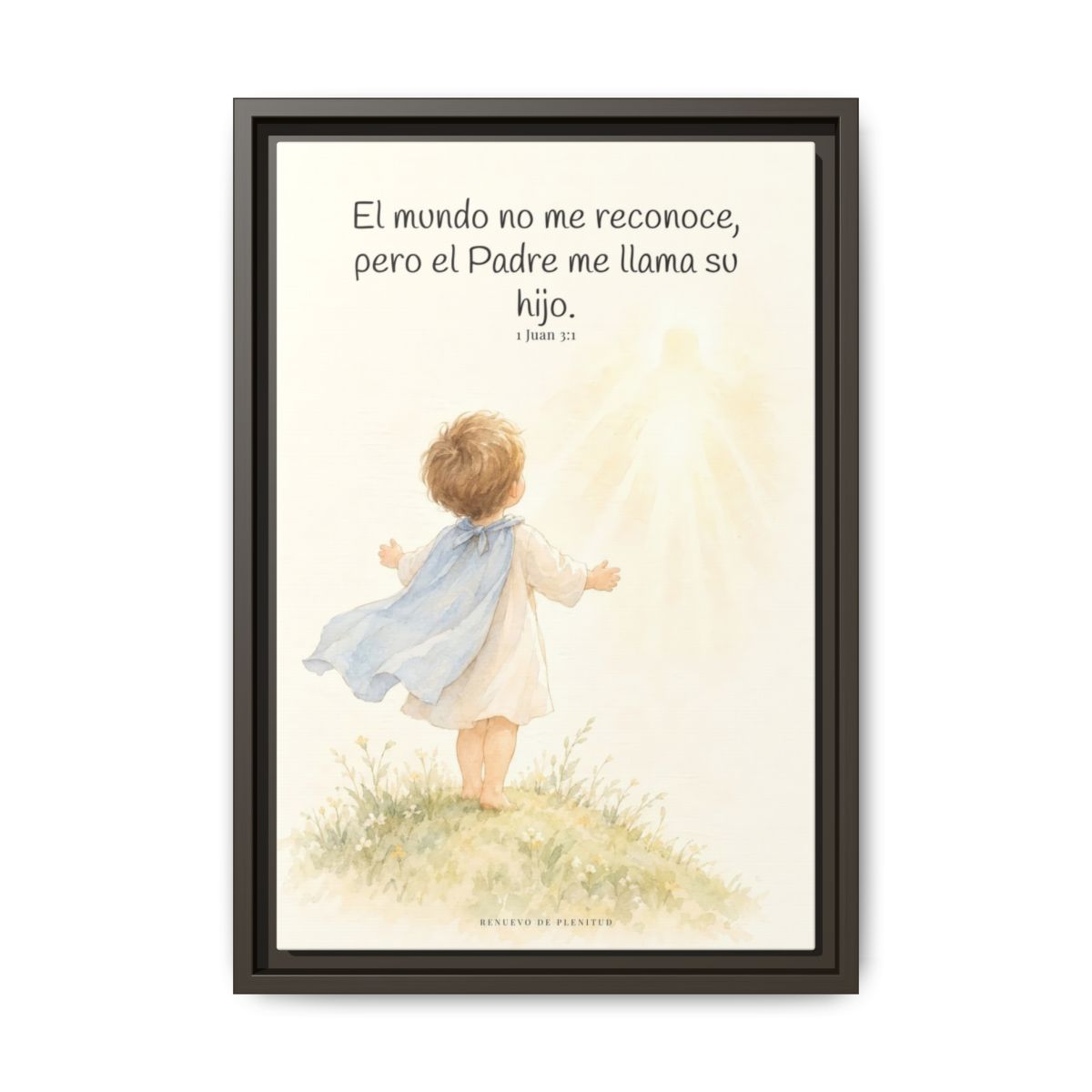 El Padre me conoce y aún así me llama suyo | Decoración de fe para pared | 1 Juan 3:1 — 12×18 pulgadas, marco espresso, vista frontal