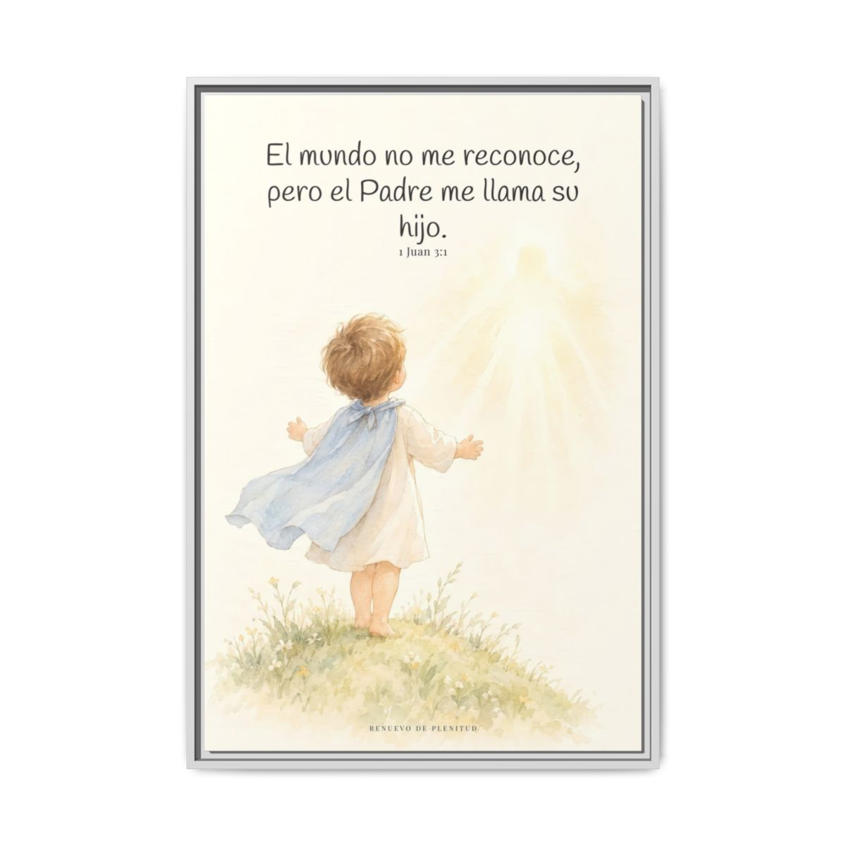 El Padre me conoce y aún así me llama suyo | Decoración de fe para pared | 1 Juan 3:1 — 24×36 pulgadas, marco blanco, vista frontal