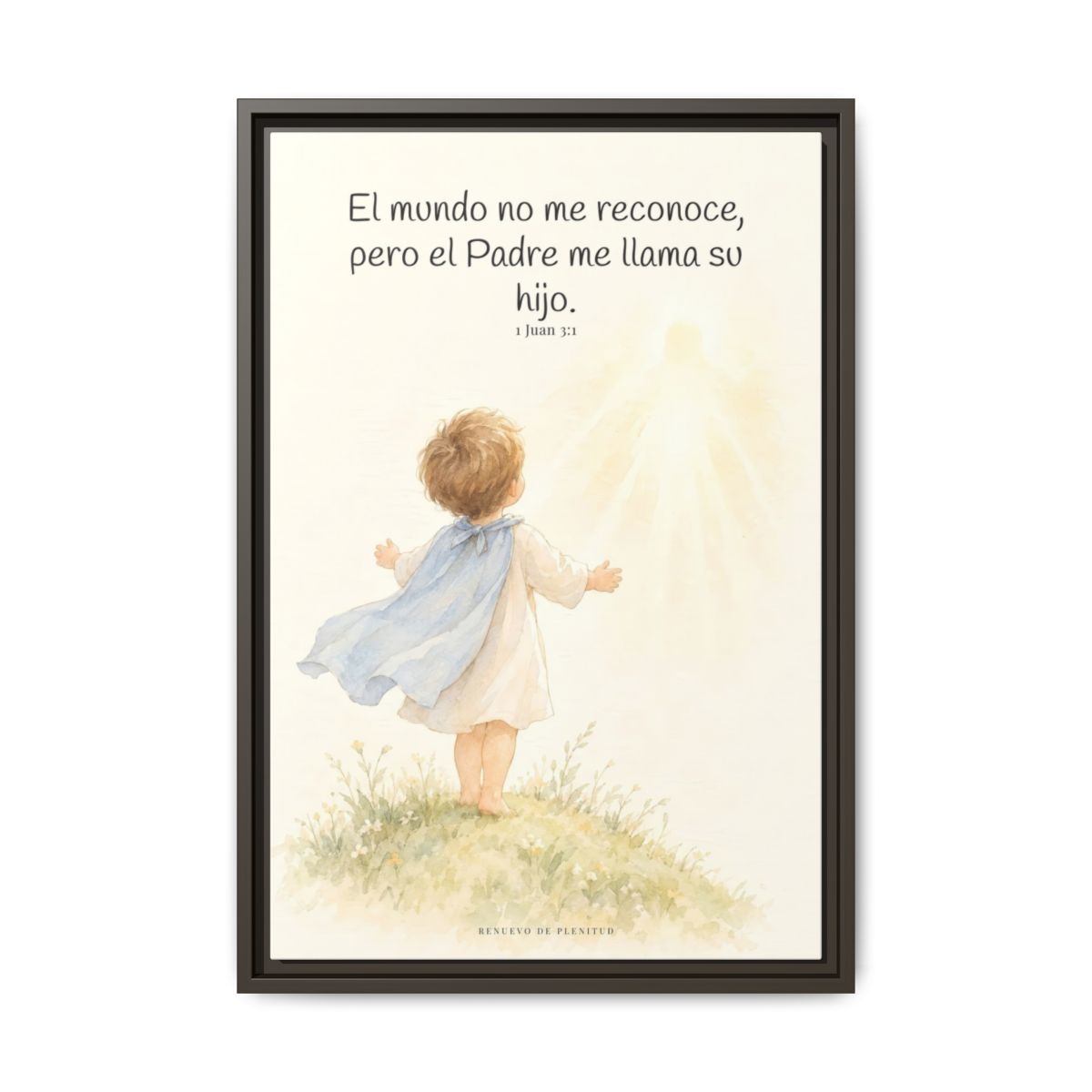 El Padre me conoce y aún así me llama suyo | Decoración de fe para pared | 1 Juan 3:1 — 16×24 pulgadas, marco espresso, vista frontal