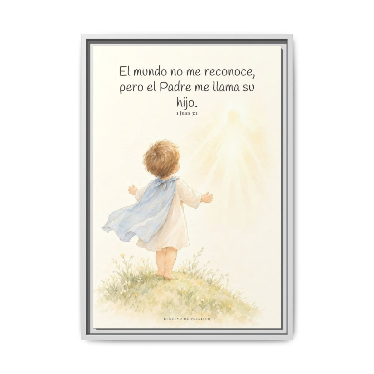 El Padre me conoce y aún así me llama suyo | Decoración de fe para pared | 1 Juan 3:1 — 16×24 pulgadas, marco blanco, vista frontal