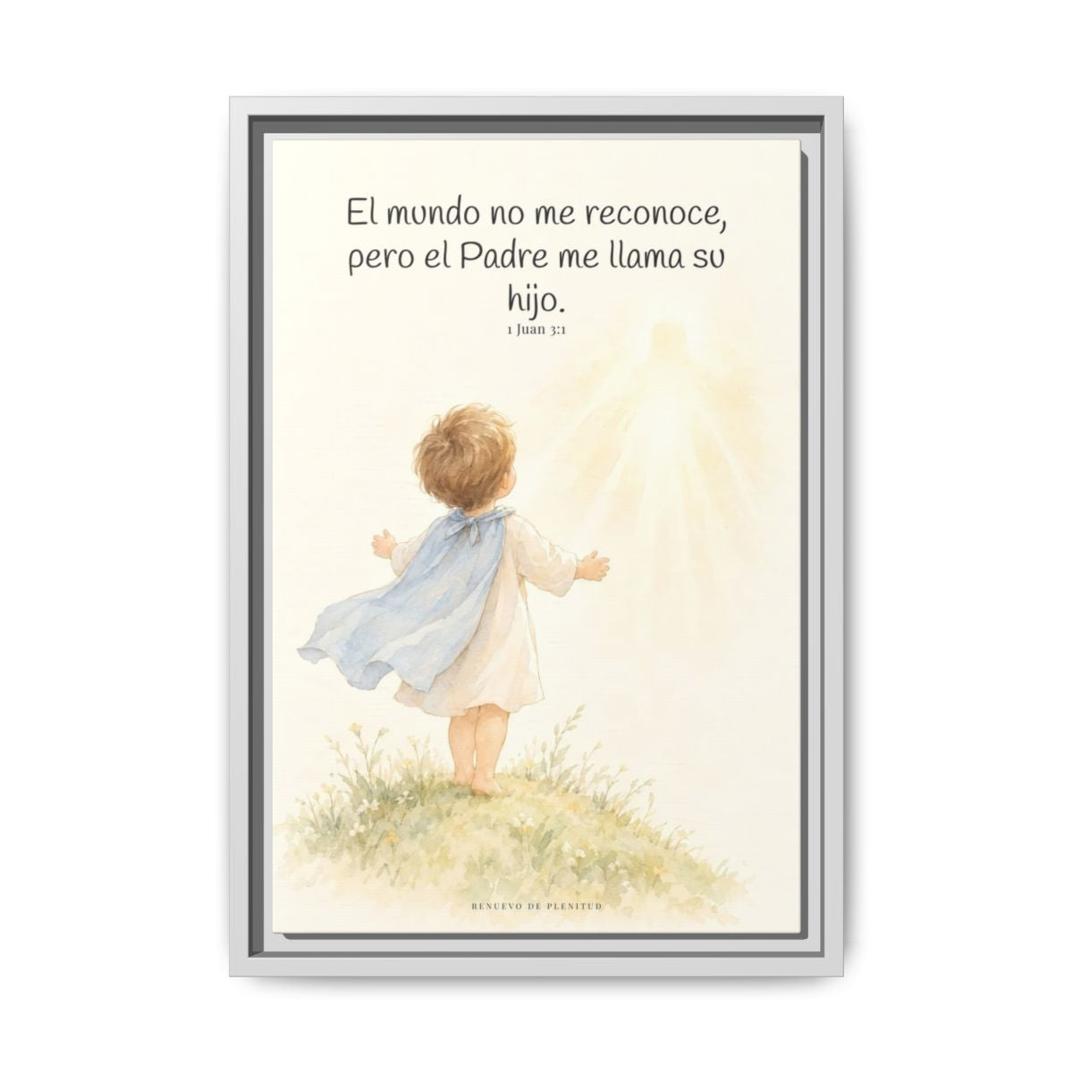 El Padre me conoce y aún así me llama suyo | Decoración de fe para pared | 1 Juan 3:1 — 12×18 pulgadas, marco blanco, vista frontal