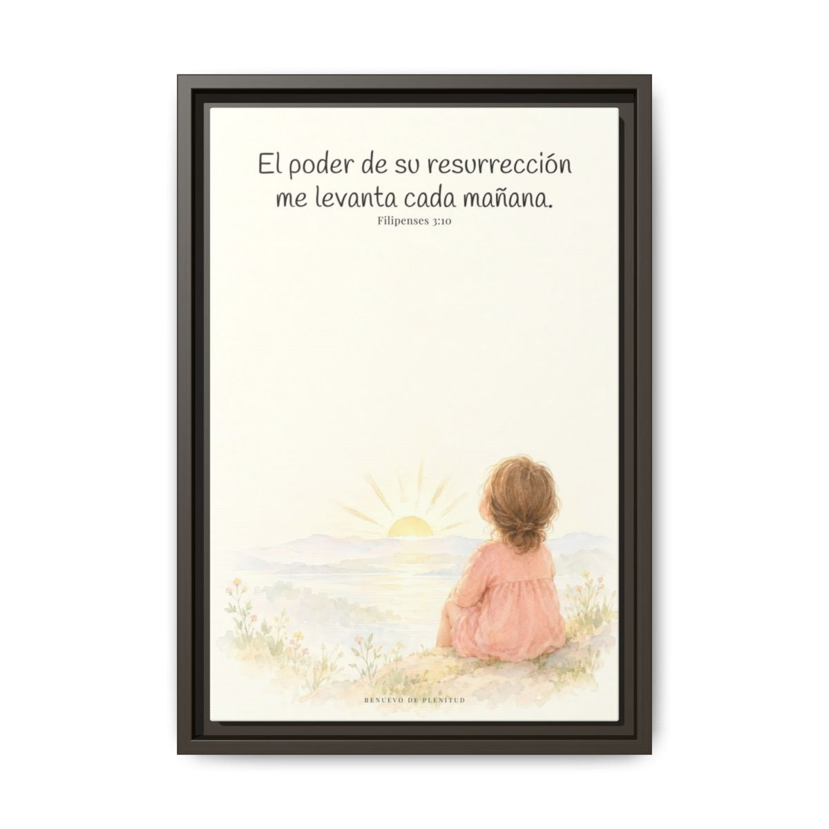 El poder de su resurrección me levanta — Lienzo Cristiano Enmarcado | Filipenses 3:10 — 12×18 pulgadas, marco espresso, vista frontal