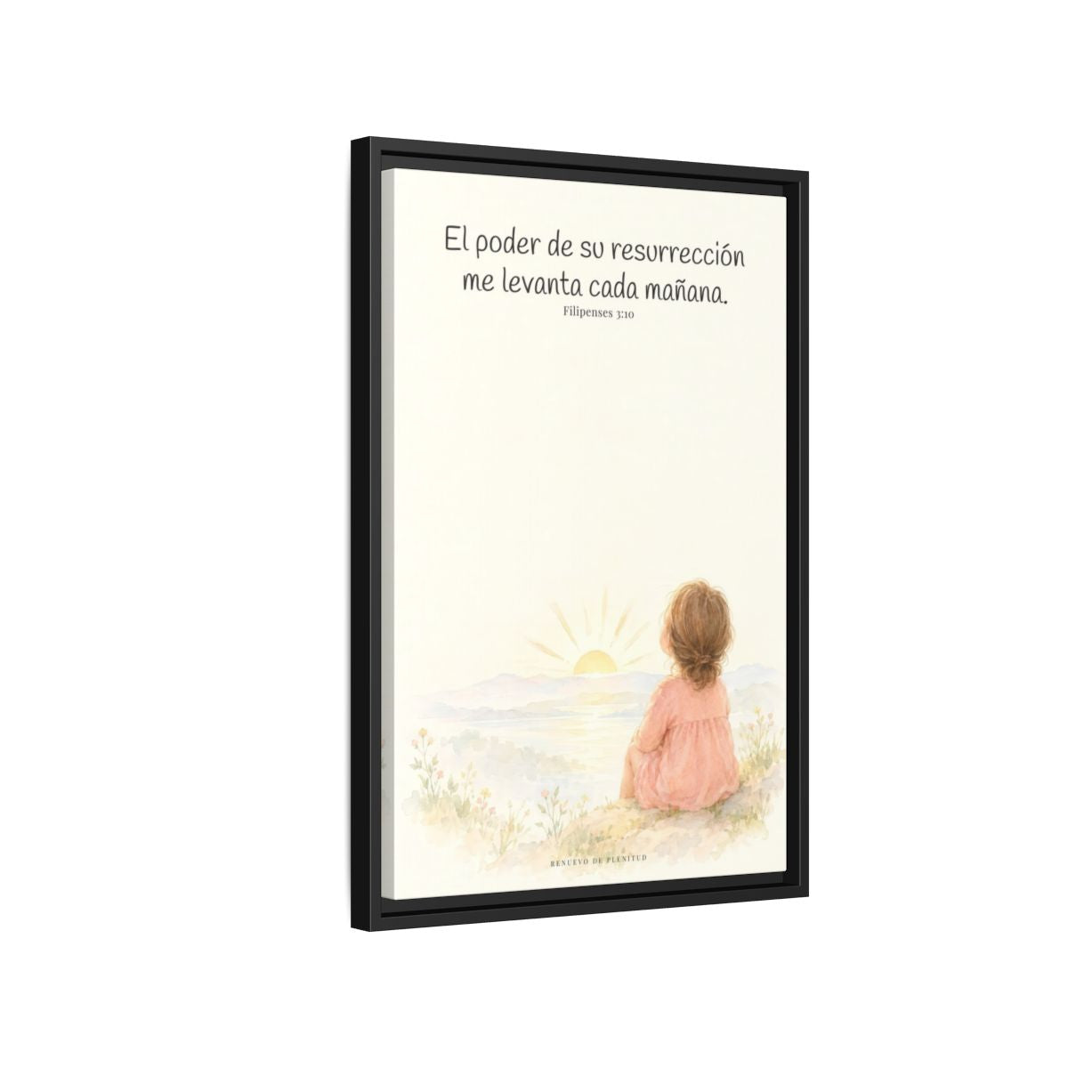 El poder de su resurrección me levanta — Lienzo Cristiano Enmarcado | Filipenses 3:10 — 16×24 pulgadas, marco negro, vista lateral del marco flotante