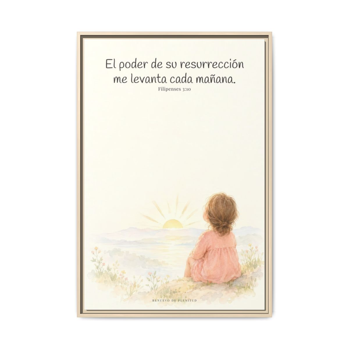 El poder de su resurrección me levanta — Lienzo Cristiano Enmarcado | Filipenses 3:10 — 24×36 pulgadas, marco natural, vista frontal