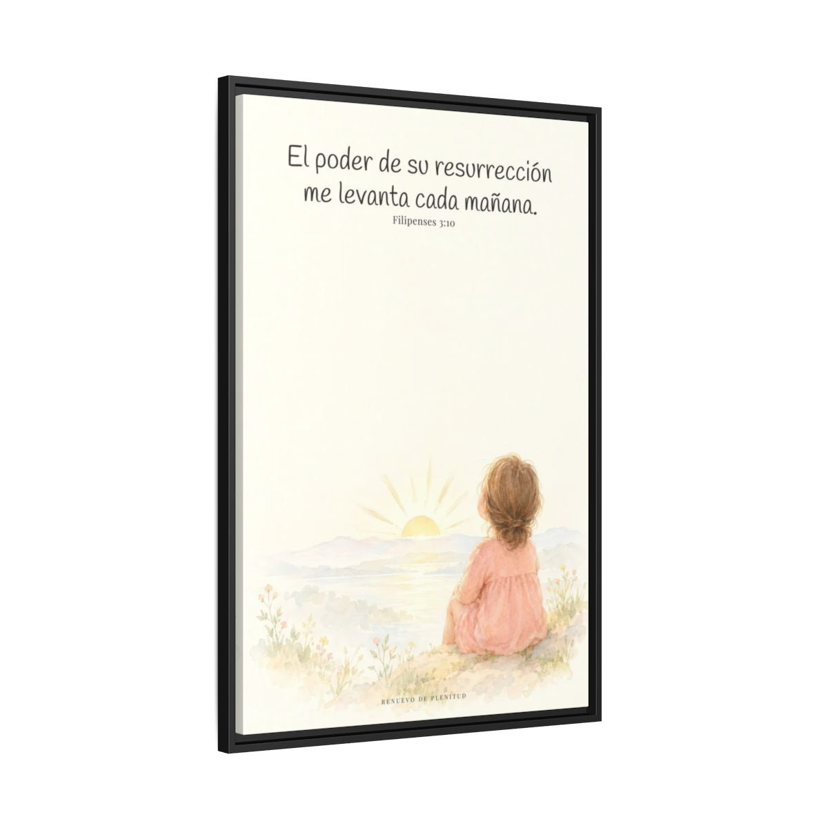 El poder de su resurrección me levanta — Lienzo Cristiano Enmarcado | Filipenses 3:10 — 24×36 pulgadas, marco negro, vista lateral del marco flotante