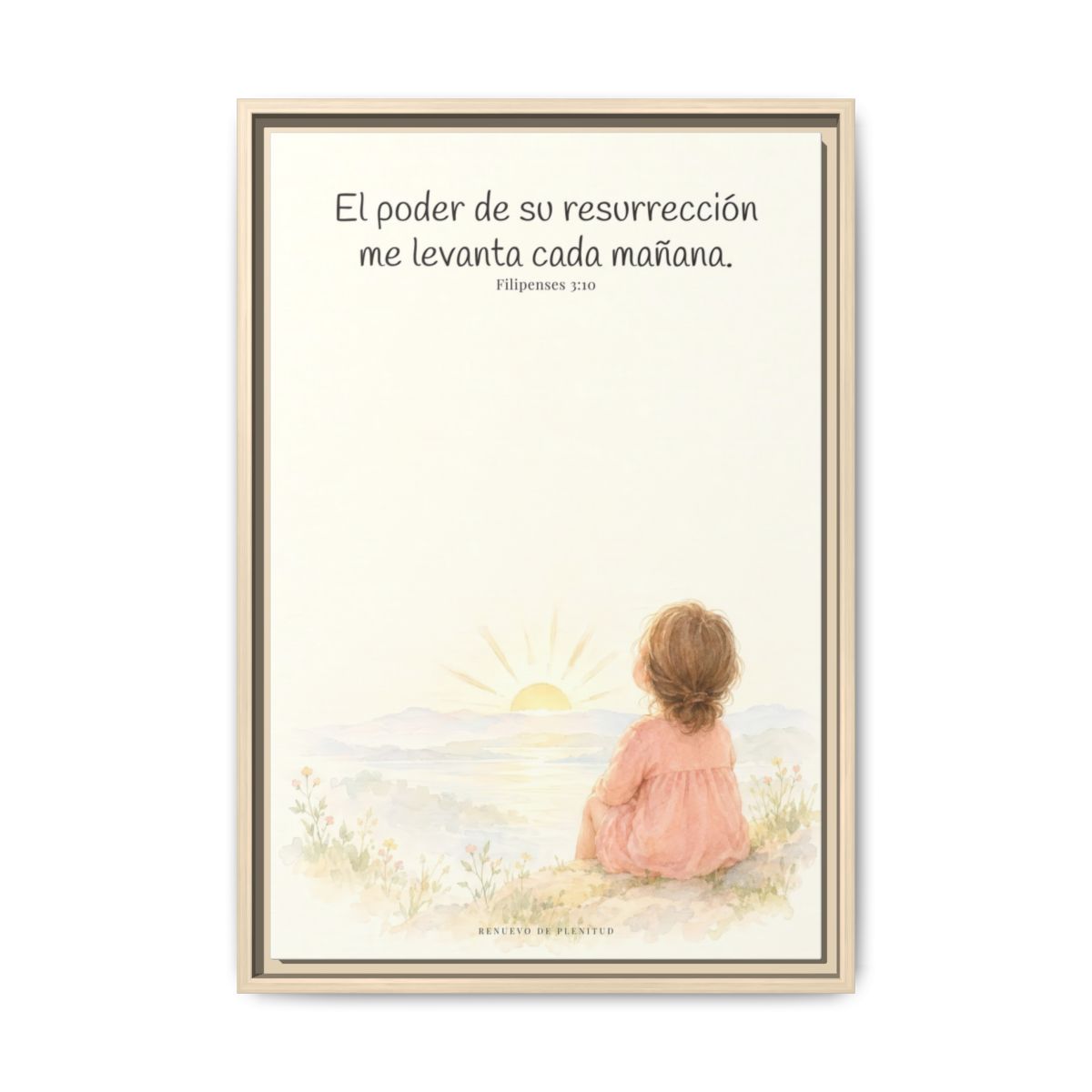 El poder de su resurrección me levanta — Lienzo Cristiano Enmarcado | Filipenses 3:10 — 16×24 pulgadas, marco natural, vista frontal