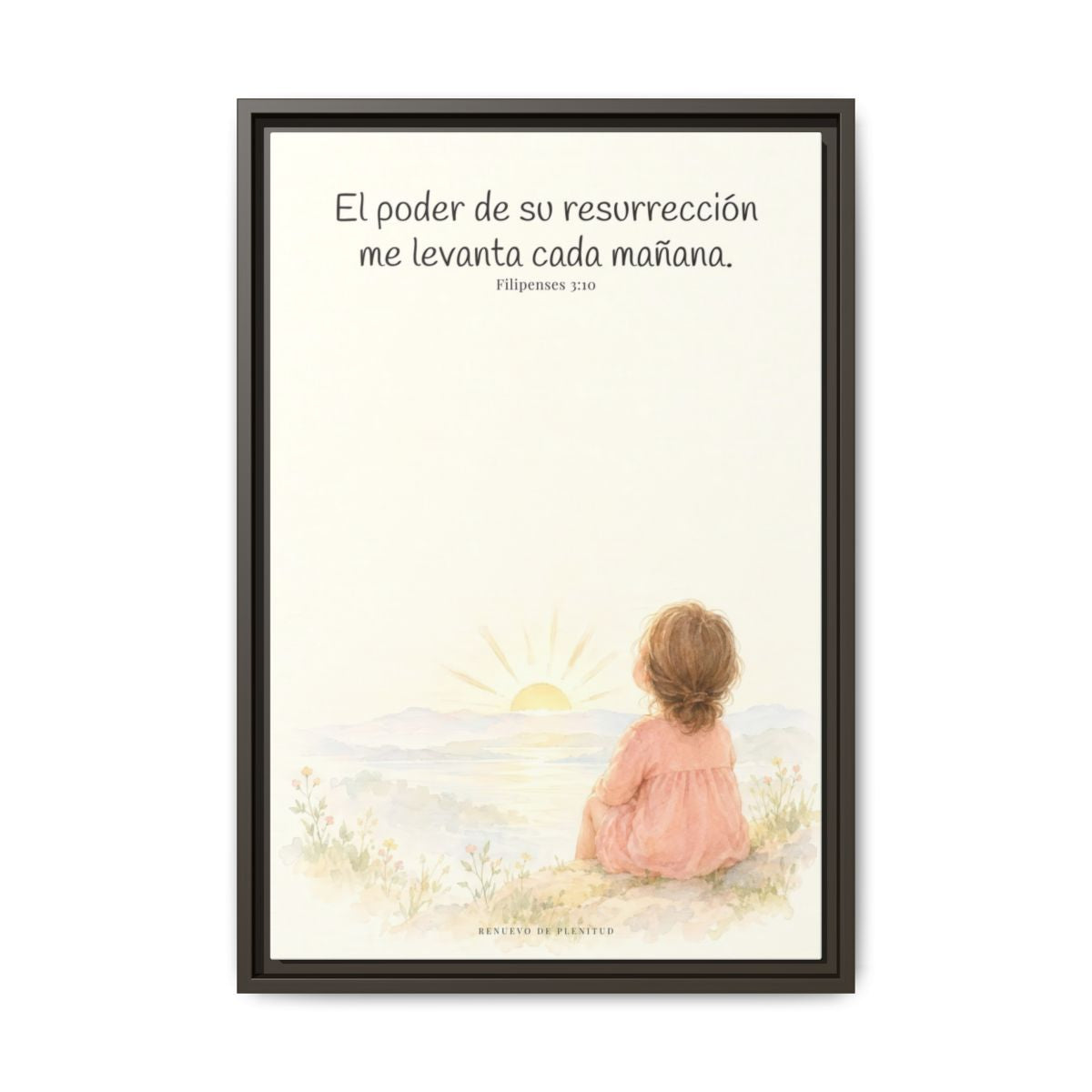 El poder de su resurrección me levanta — Lienzo Cristiano Enmarcado | Filipenses 3:10 — 16×24 pulgadas, marco espresso, vista frontal