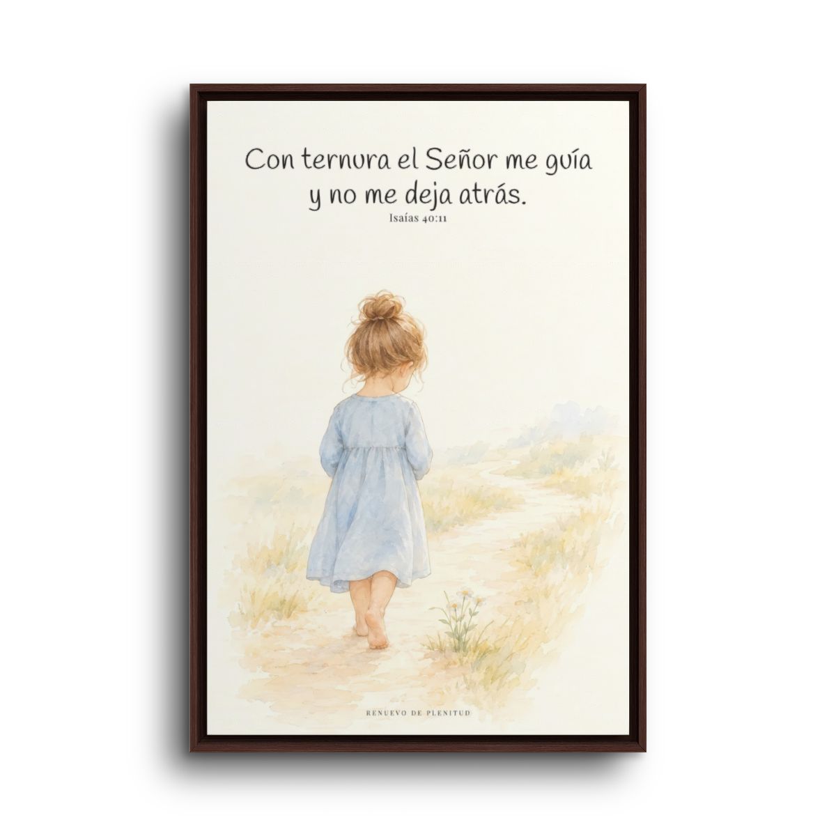 El Señor conduce con ternura a las que tienen cría | Cuadro bíblico para el hogar | Isaías 40:11 — 24×36 pulgadas, marco espresso, vista frontal