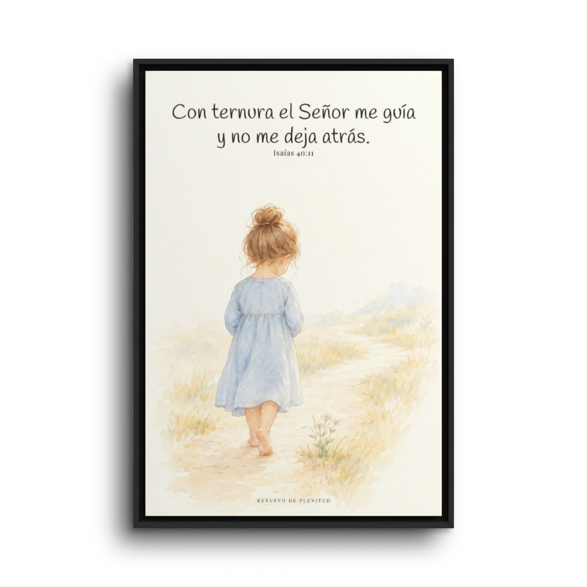 El Señor conduce con ternura a las que tienen cría | Cuadro bíblico para el hogar | Isaías 40:11 — 24×36 pulgadas, marco negro, vista frontal