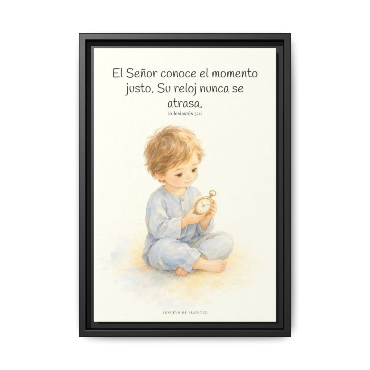 El Señor conoce el momento justo — Lienzo Cristiano Enmarcado | Eclesiastés 3:11 — 12×18 pulgadas, marco negro, vista frontal