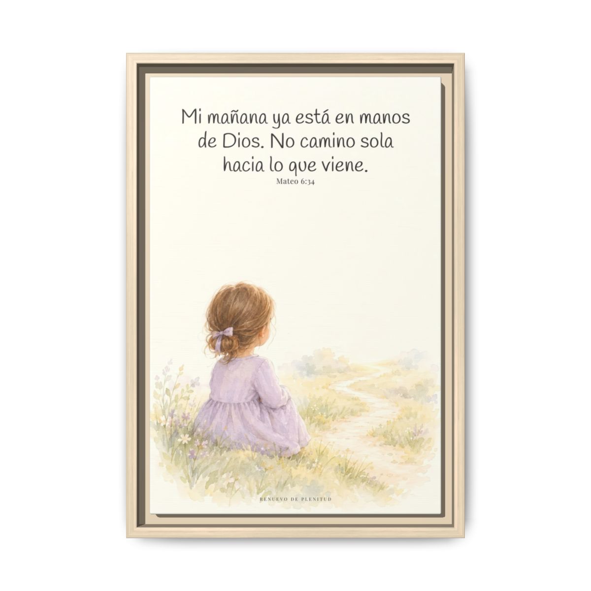 El Señor cuida del día que todavía no llega | Arte bíblico para pared | Mateo 6:34 — 12×18 pulgadas, marco natural, vista frontal