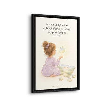 El Señor dirige mis pasos | Decoración cristiana enmarcada | Proverbios 3:5-6 — 16×24 pulgadas, marco negro, vista lateral del marco flotante