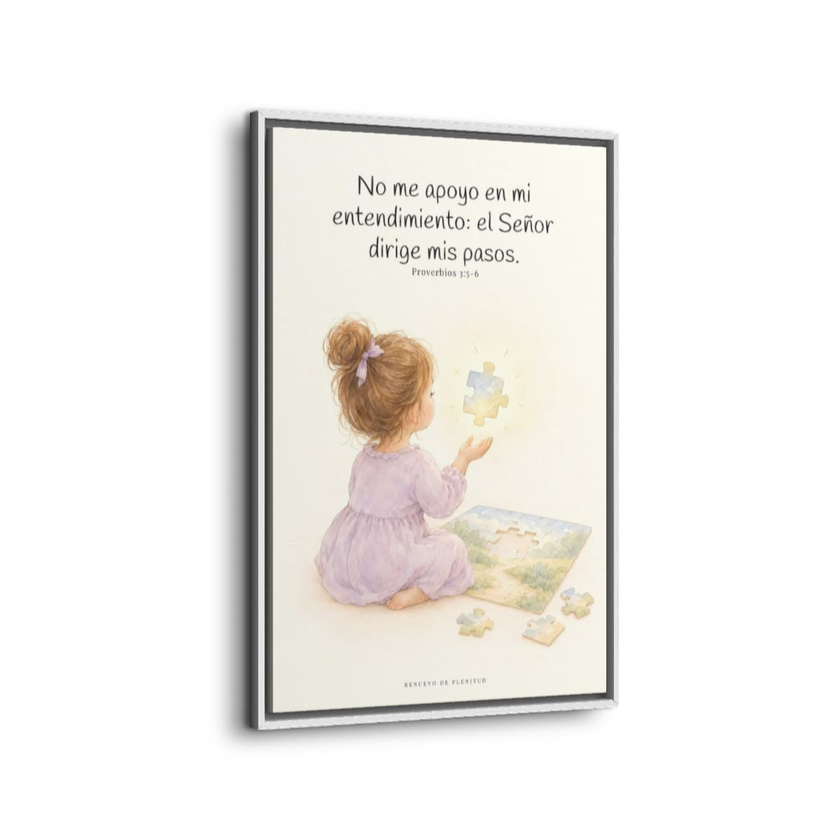 El Señor dirige mis pasos | Decoración cristiana enmarcada | Proverbios 3:5-6 — 24×36 pulgadas, marco blanco, vista lateral del marco flotante