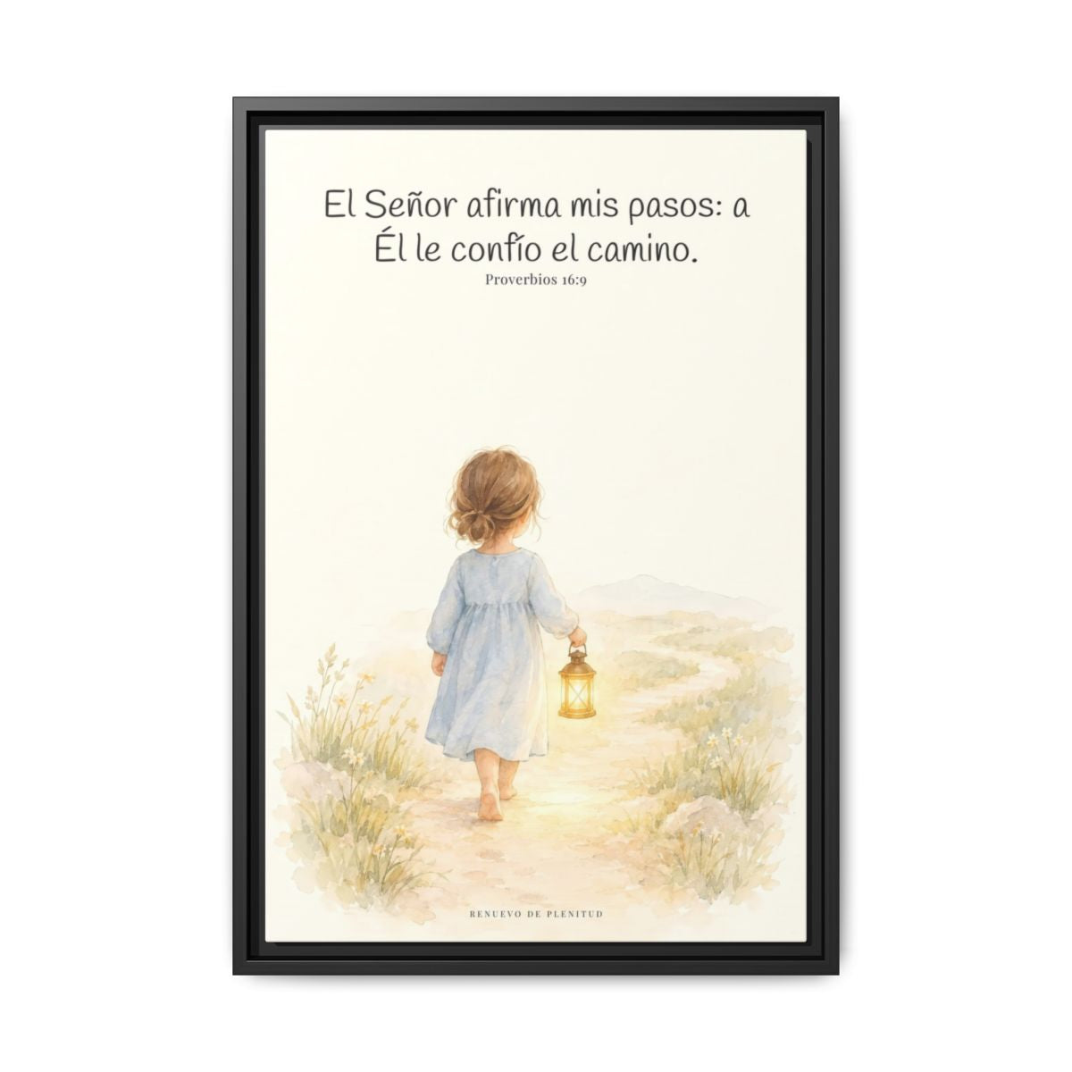 El Señor dirige mis pasos este año — Lienzo Cristiano Enmarcado | Proverbios 16:9 — 16×24 pulgadas, marco negro, vista frontal