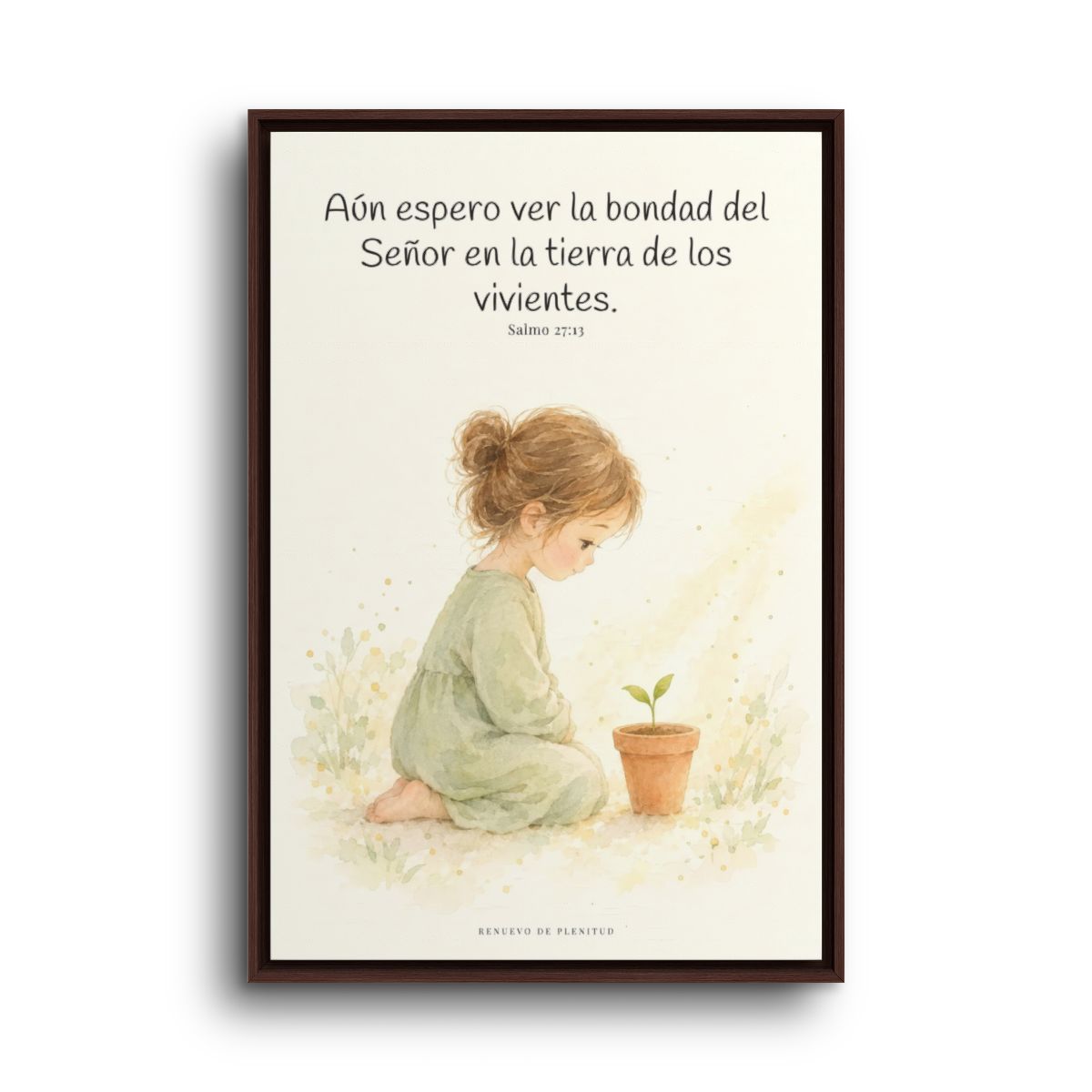 El Señor es bueno y yo veré su bondad | Cuadro bíblico para el hogar | Salmo 27:13 — 24×36 pulgadas, marco espresso, vista frontal