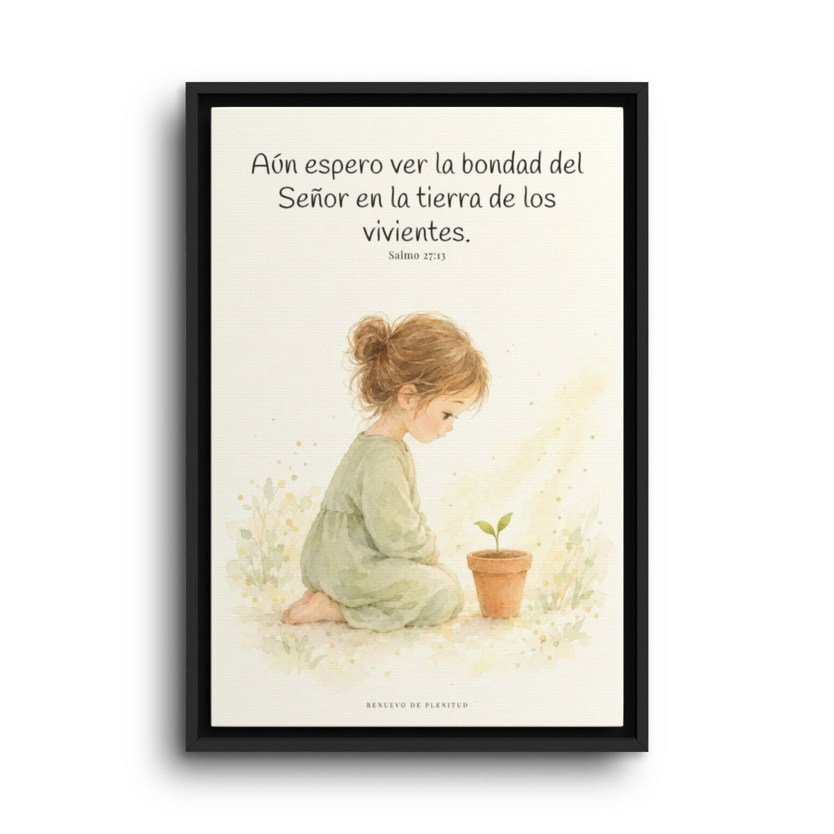 El Señor es bueno y yo veré su bondad | Cuadro bíblico para el hogar | Salmo 27:13 — 16×24 pulgadas, marco negro, vista frontal