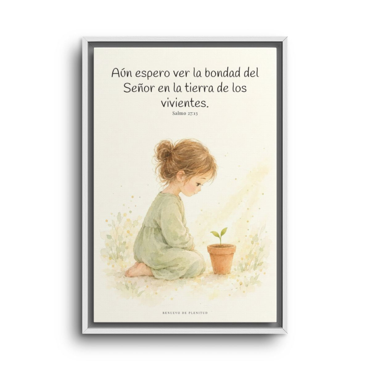 El Señor es bueno y yo veré su bondad | Cuadro bíblico para el hogar | Salmo 27:13 — 16×24 pulgadas, marco blanco, vista frontal