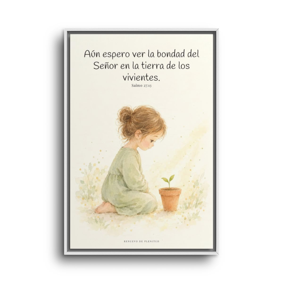 El Señor es bueno y yo veré su bondad | Cuadro bíblico para el hogar | Salmo 27:13 — 24×36 pulgadas, marco blanco, vista frontal