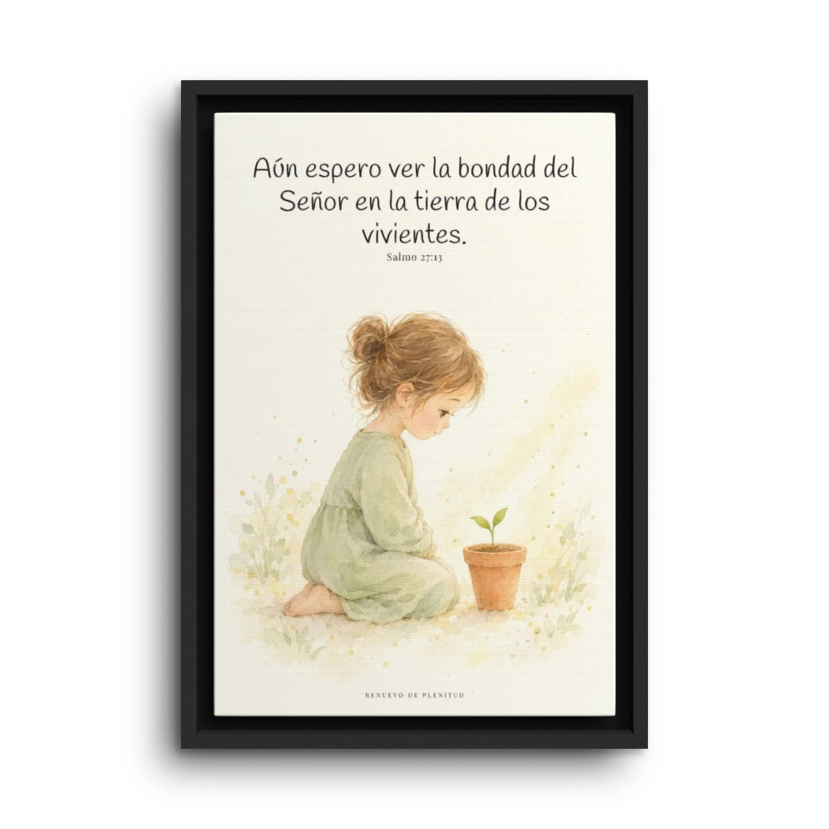 El Señor es bueno y yo veré su bondad | Cuadro bíblico para el hogar | Salmo 27:13 — 12×18 pulgadas, marco negro, vista frontal