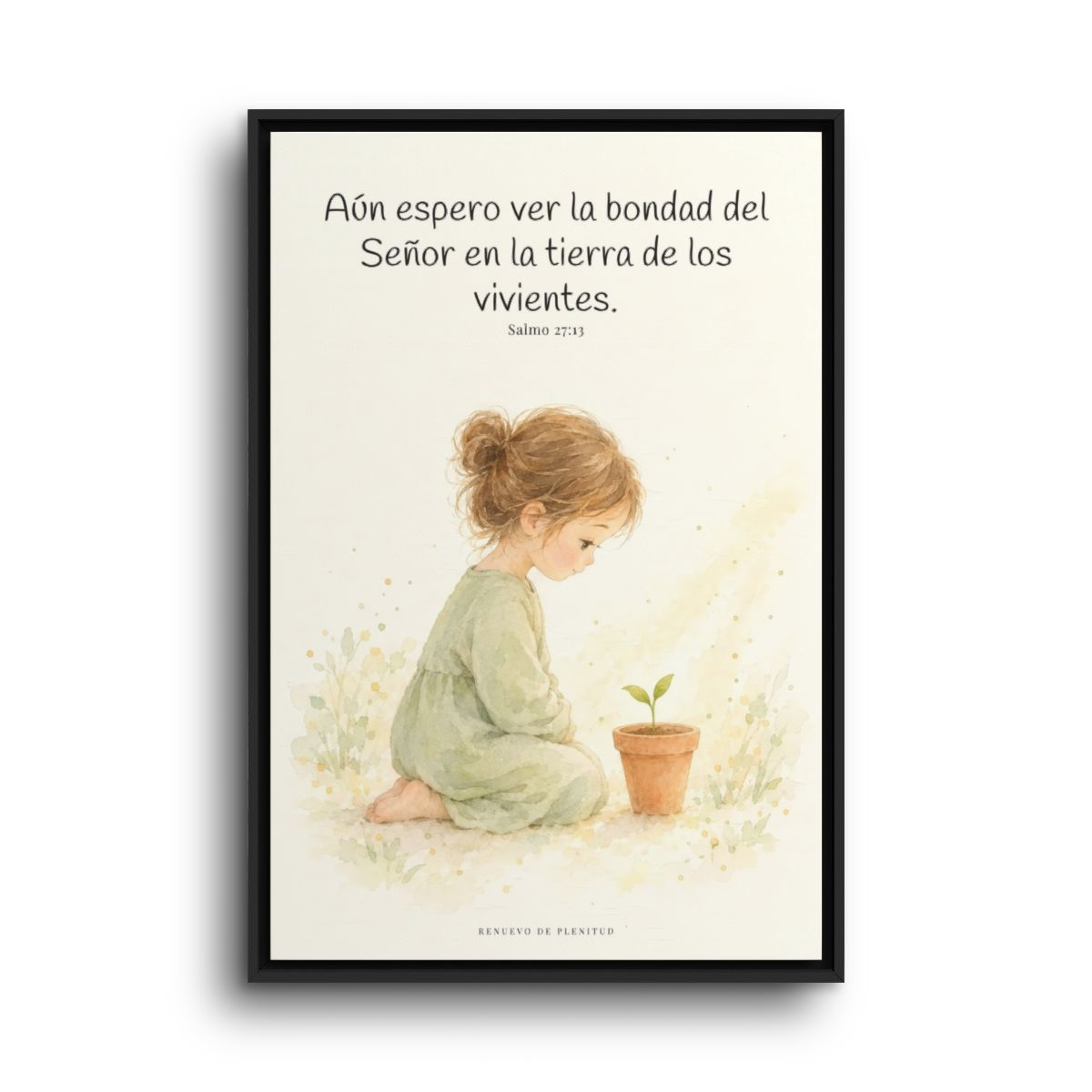 El Señor es bueno y yo veré su bondad | Cuadro bíblico para el hogar | Salmo 27:13 — 24×36 pulgadas, marco negro, vista frontal