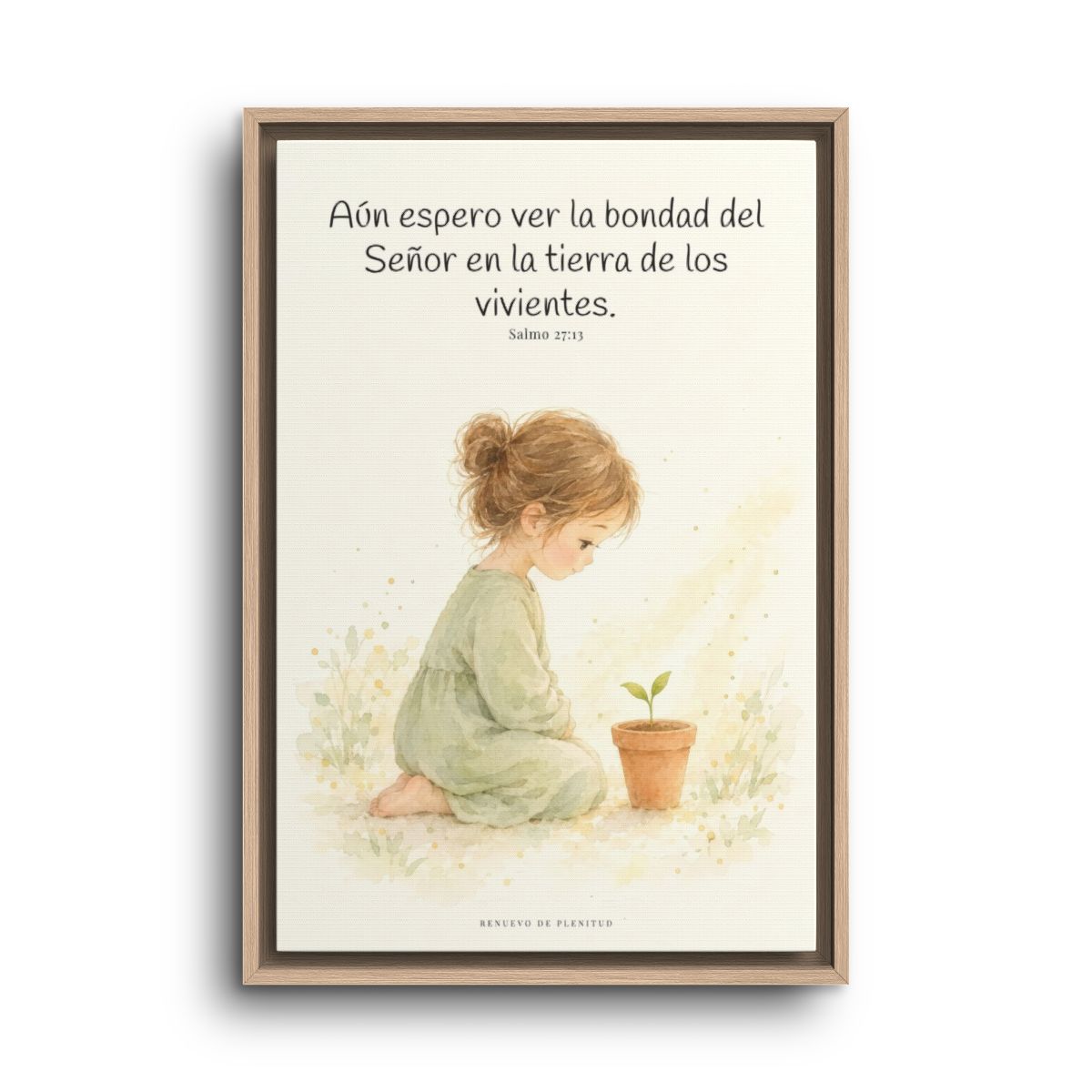 El Señor es bueno y yo veré su bondad | Cuadro bíblico para el hogar | Salmo 27:13 — 16×24 pulgadas, marco natural, vista frontal