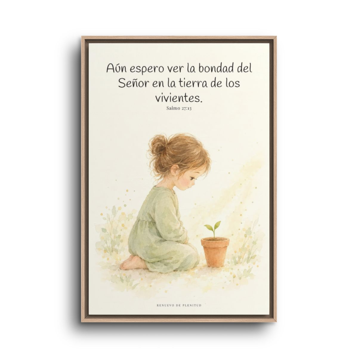 El Señor es bueno y yo veré su bondad | Cuadro bíblico para el hogar | Salmo 27:13 — 24×36 pulgadas, marco natural, vista frontal