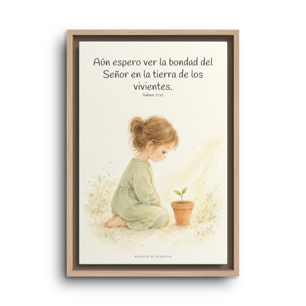 El Señor es bueno y yo veré su bondad | Cuadro bíblico para el hogar | Salmo 27:13 — 12×18 pulgadas, marco natural, vista frontal