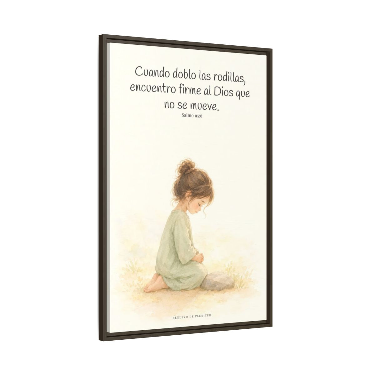 El Señor es la Roca donde descanso | Cuadro de fe enmarcado | Salmo 95:6 — 24×36 pulgadas, marco espresso, vista lateral del marco flotante