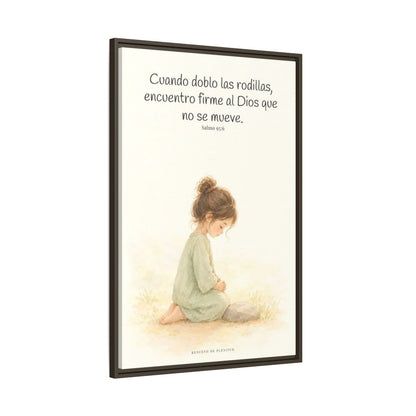 El Señor es la Roca donde descanso | Cuadro de fe enmarcado | Salmo 95:6 — 24×36 pulgadas, marco espresso, vista lateral del marco flotante