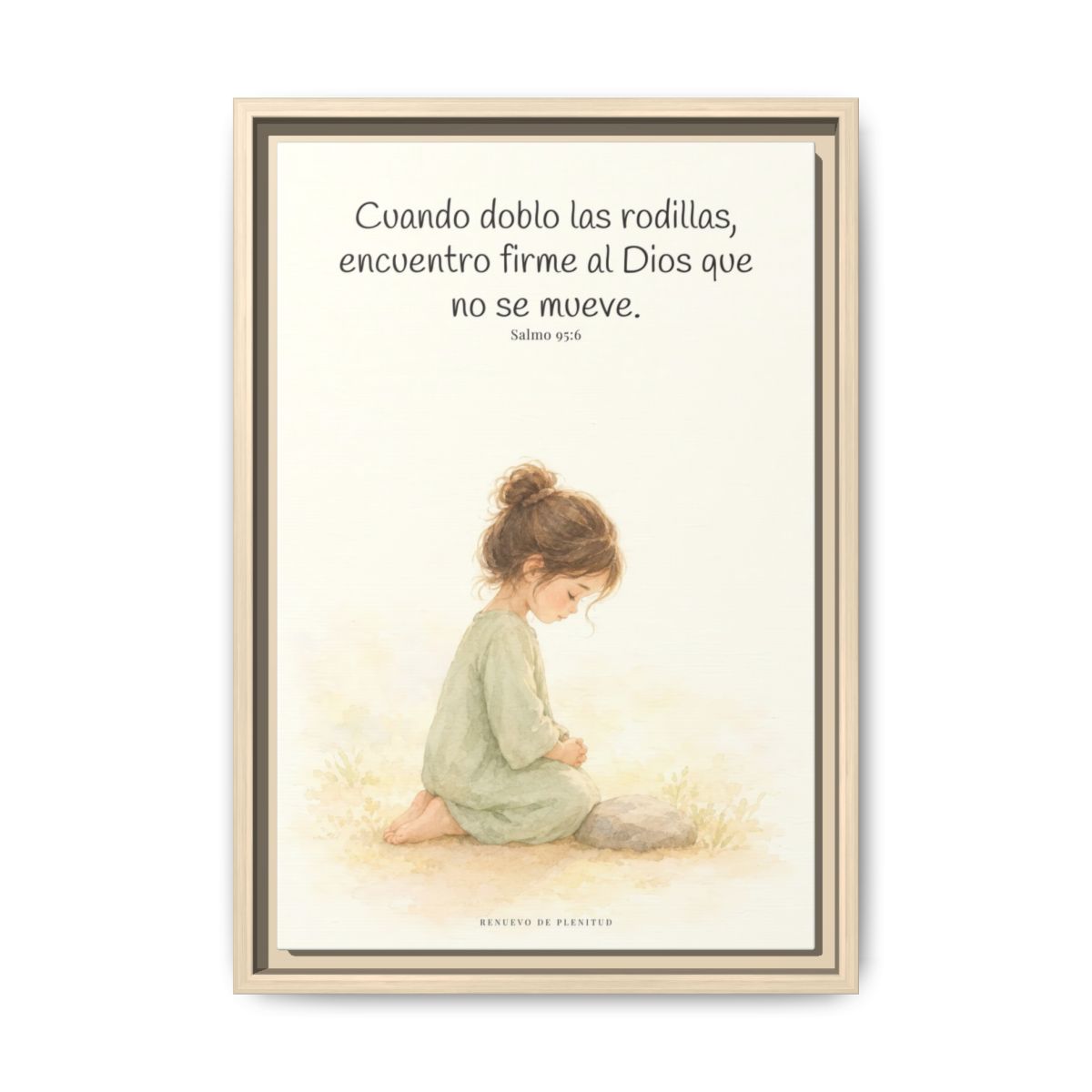 El Señor es la Roca donde descanso | Cuadro de fe enmarcado | Salmo 95:6 — 12×18 pulgadas, marco natural, vista frontal