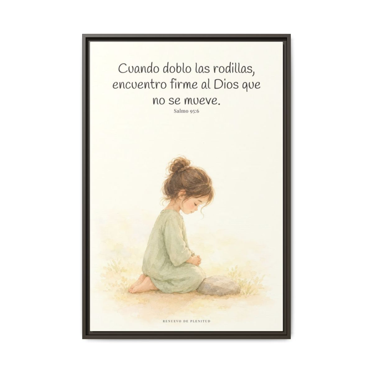 El Señor es la Roca donde descanso | Cuadro de fe enmarcado | Salmo 95:6 — 24×36 pulgadas, marco espresso, vista frontal