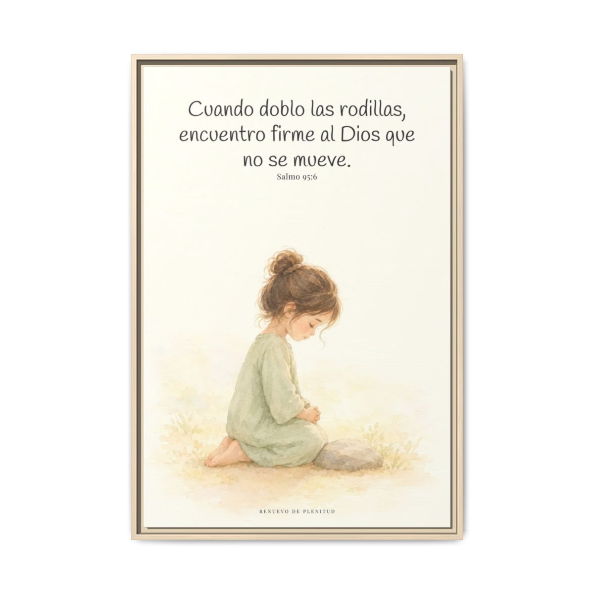 El Señor es la Roca donde descanso | Cuadro de fe enmarcado | Salmo 95:6 — 24×36 pulgadas, marco natural, vista frontal