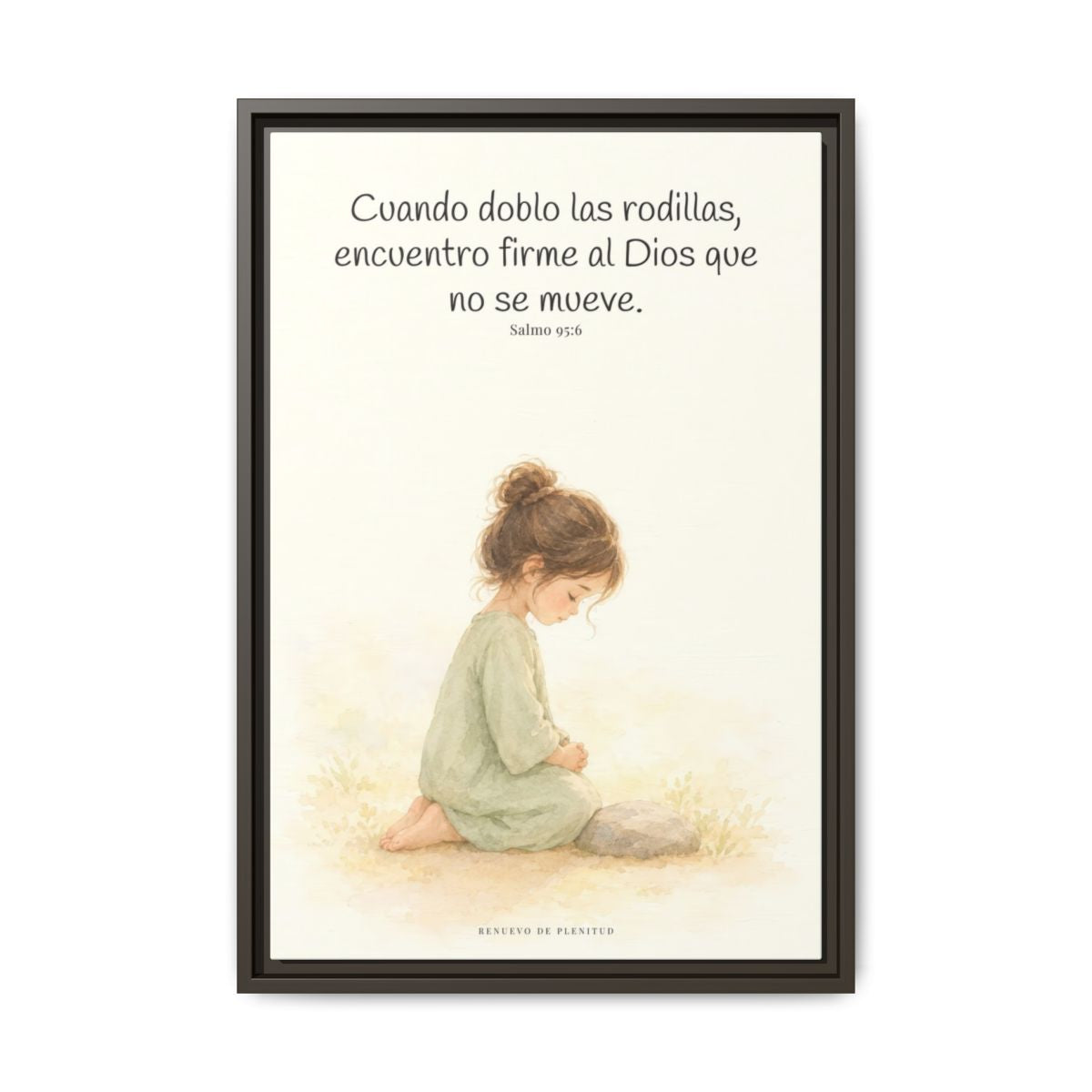 El Señor es la Roca donde descanso | Cuadro de fe enmarcado | Salmo 95:6 — 16×24 pulgadas, marco espresso, vista frontal