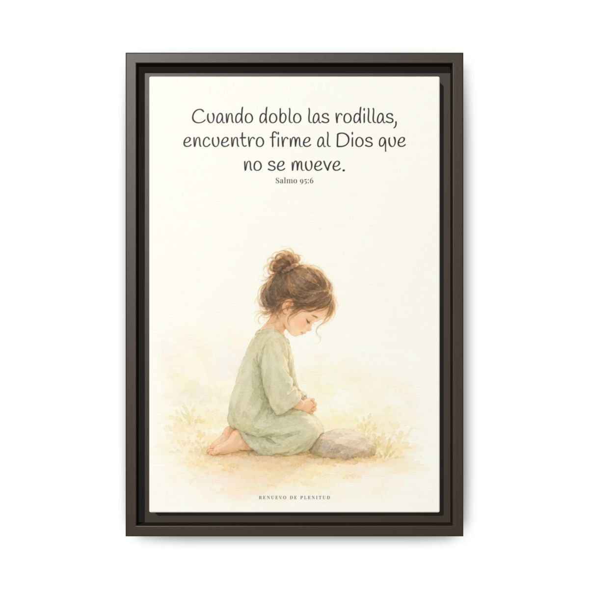 El Señor es la Roca donde descanso | Cuadro de fe enmarcado | Salmo 95:6 — 12×18 pulgadas, marco espresso, vista frontal