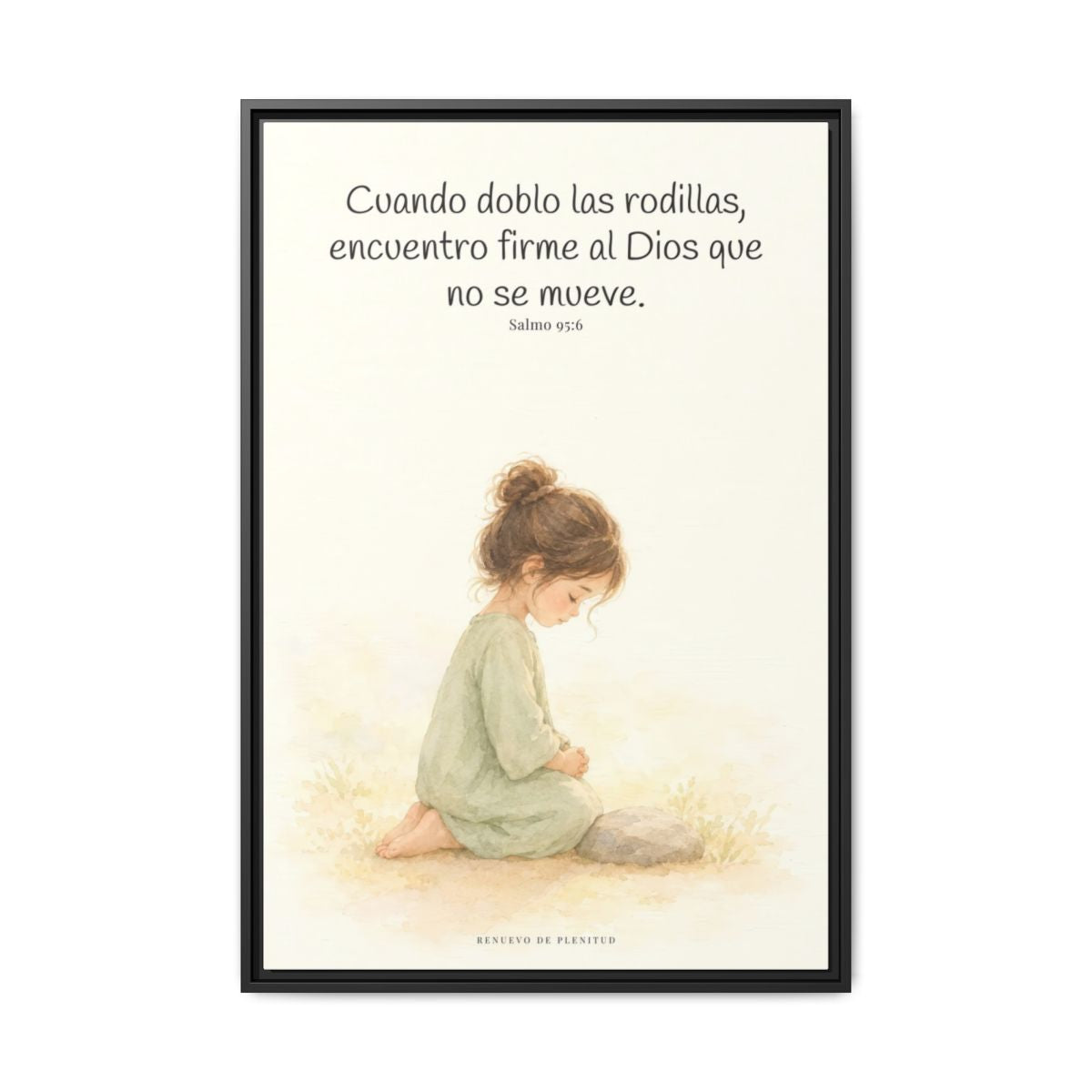 El Señor es la Roca donde descanso | Cuadro de fe enmarcado | Salmo 95:6 — 24×36 pulgadas, marco negro, vista frontal