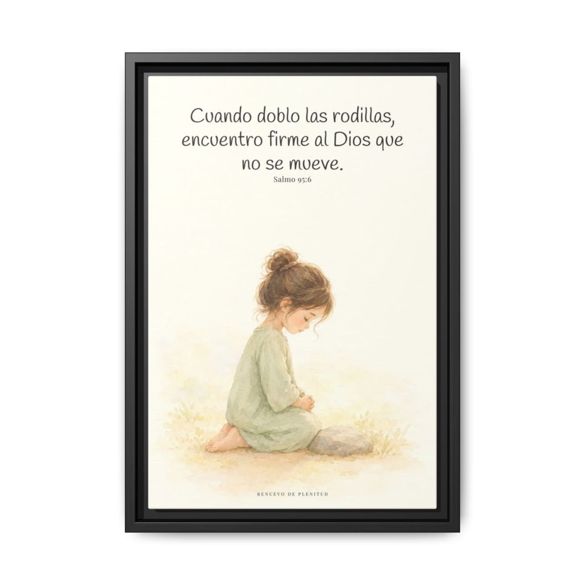 El Señor es la Roca donde descanso | Cuadro de fe enmarcado | Salmo 95:6 — 12×18 pulgadas, marco negro, vista frontal