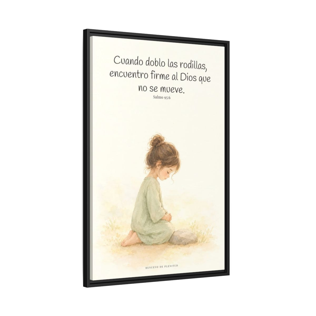 El Señor es la Roca donde descanso | Cuadro de fe enmarcado | Salmo 95:6 — 24×36 pulgadas, marco negro, vista lateral del marco flotante