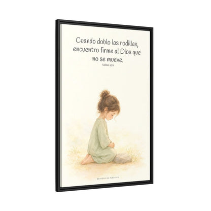 El Señor es la Roca donde descanso | Cuadro de fe enmarcado | Salmo 95:6 — 24×36 pulgadas, marco negro, vista lateral del marco flotante